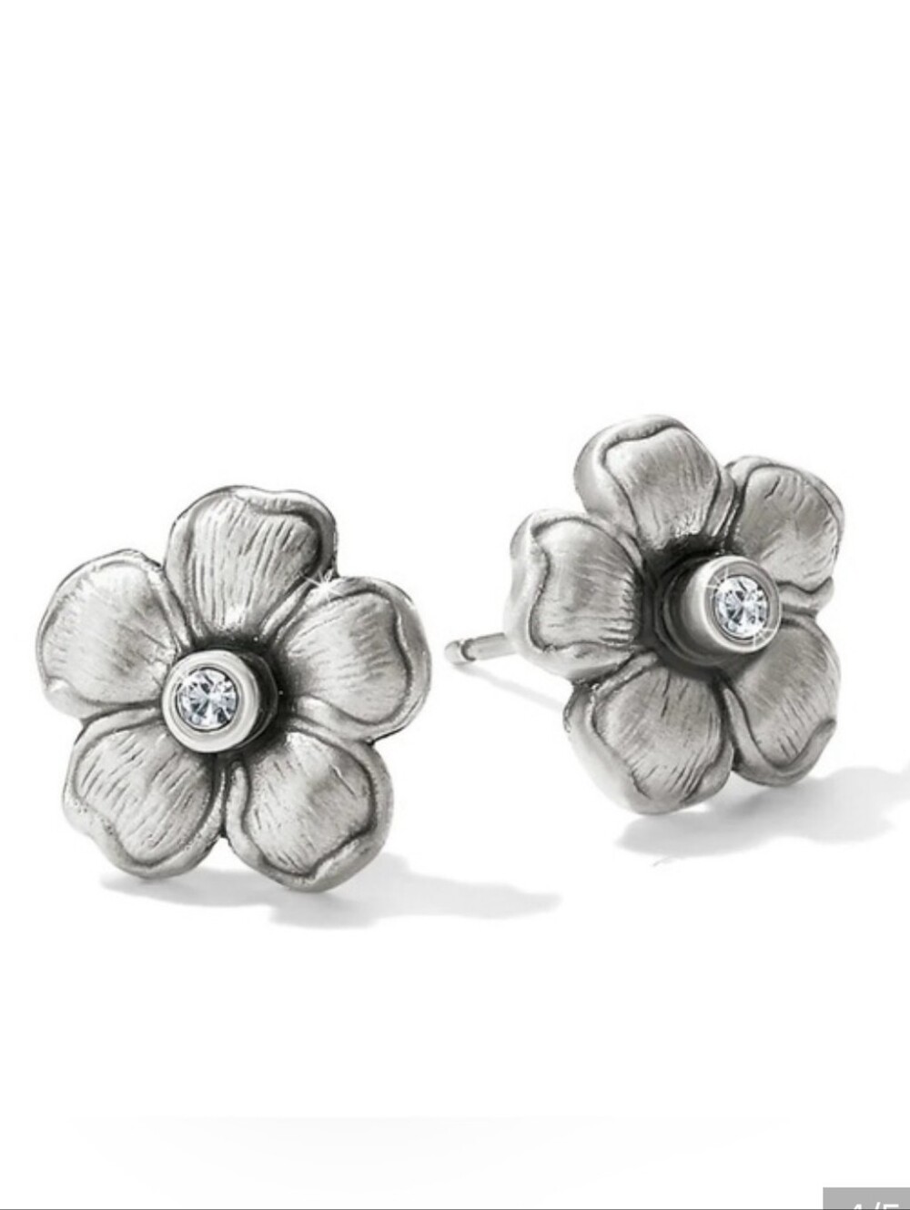 Brighton Silver Flower Retro Garden Mini Post Earrings